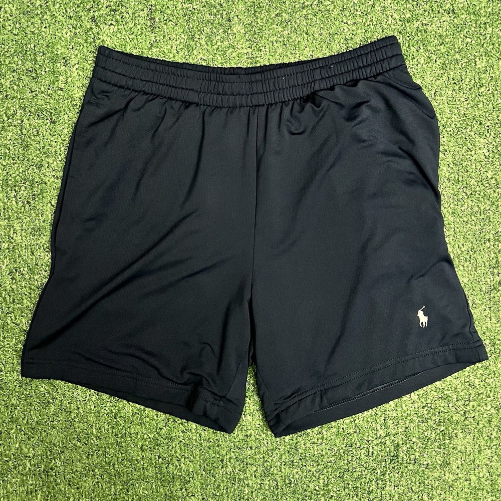 Polo Ralph Lauren Performance Shorts Mens S Black Stretch Athletic Running Pony